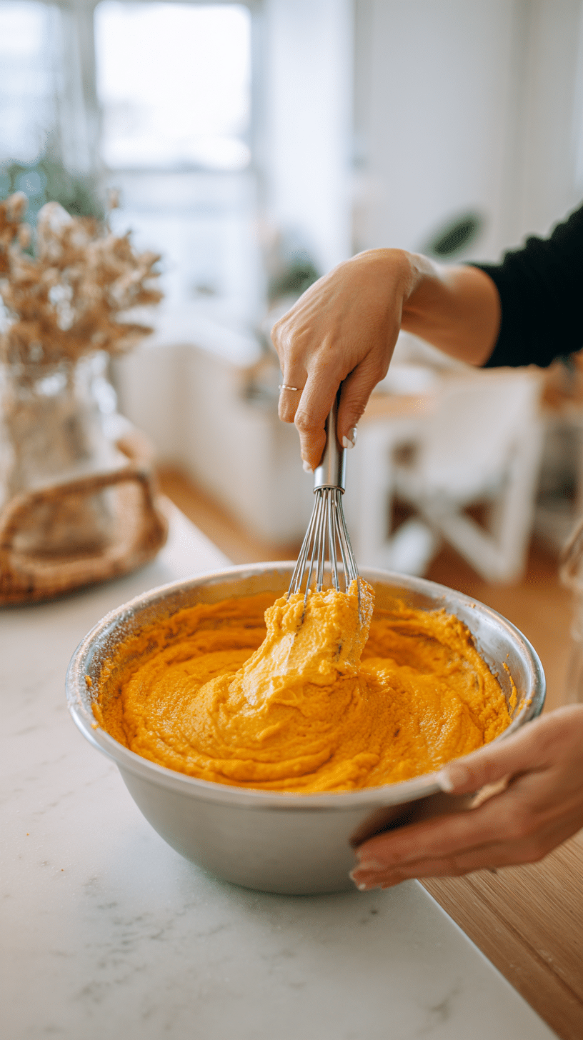 Pumpkin Muffins with Maple Cream Cheese Filling step 1 instructional process shot