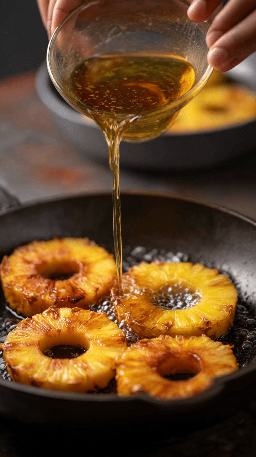 Preparing Rum-Soaked Grilled Pineapple step by step cooking process