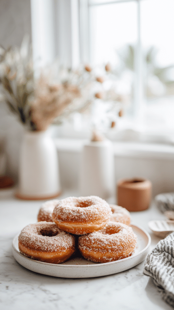 serving gluten-free pumpkin donuts with cinnamon sugar