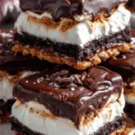 Hero shot of Smore Candy bars with layers of graham cracker, marshmallow, and chocolate