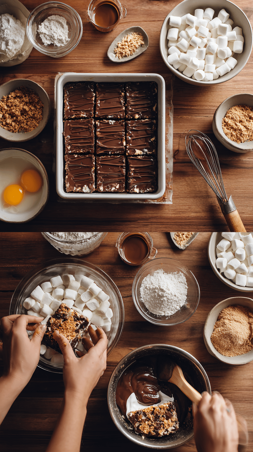 Preparing Smore Candy bars step by step cooking process
