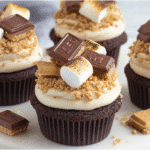 S'mores Cupcakes with toasted marshmallow frosting and chocolate ganache