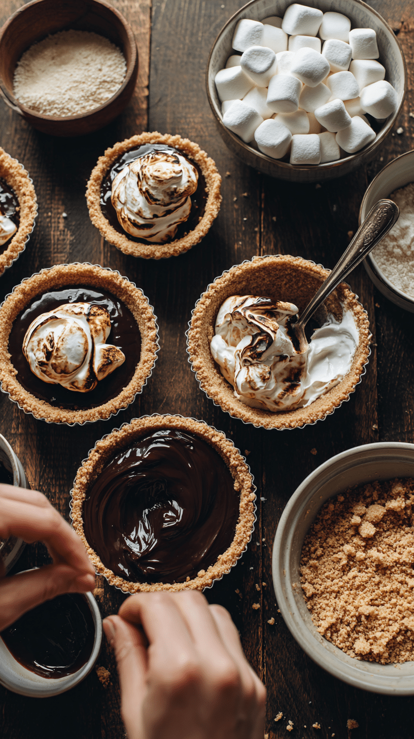 Preparing S'mores Cupcakes step by step cooking process
