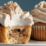 Hero shot of Snickerdoodle Cupcakes with cream cheese frosting and cinnamon sugar