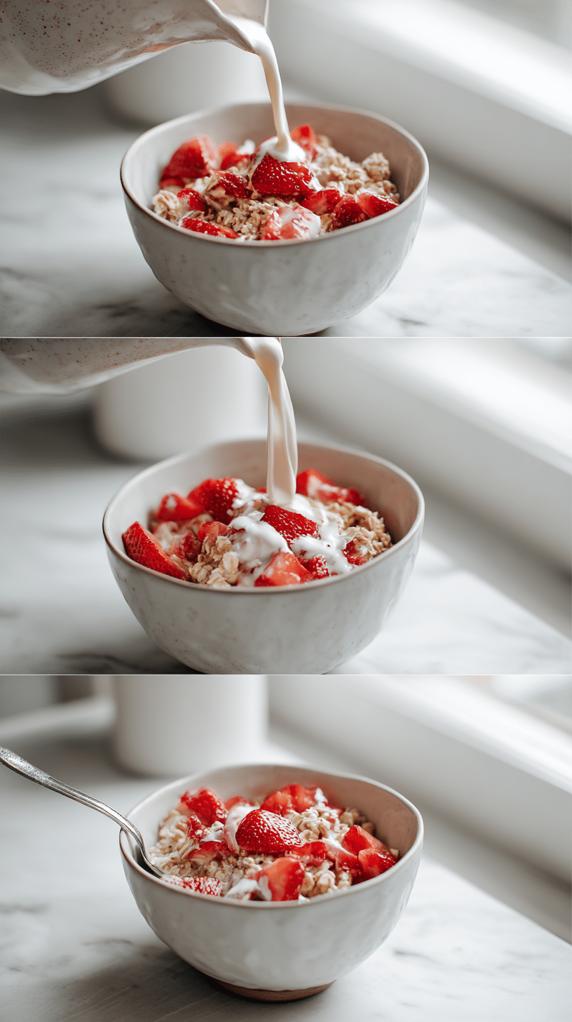 Strawberries and Cream Overnight Oats Recipe step 3 instructional process shot