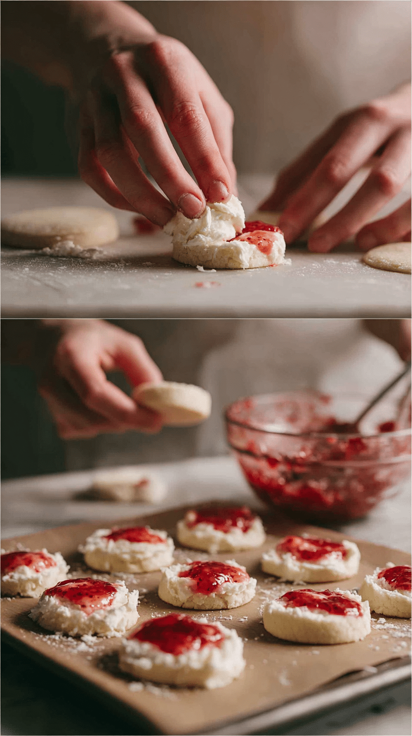 Preparing Strawberry Cheesecake Cookies step by step cooking process