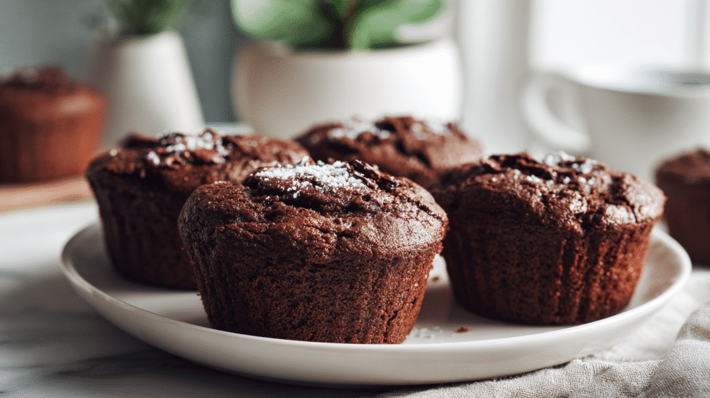 Freshly baked Sugar Free Keto Chocolate Muffins hero shot
