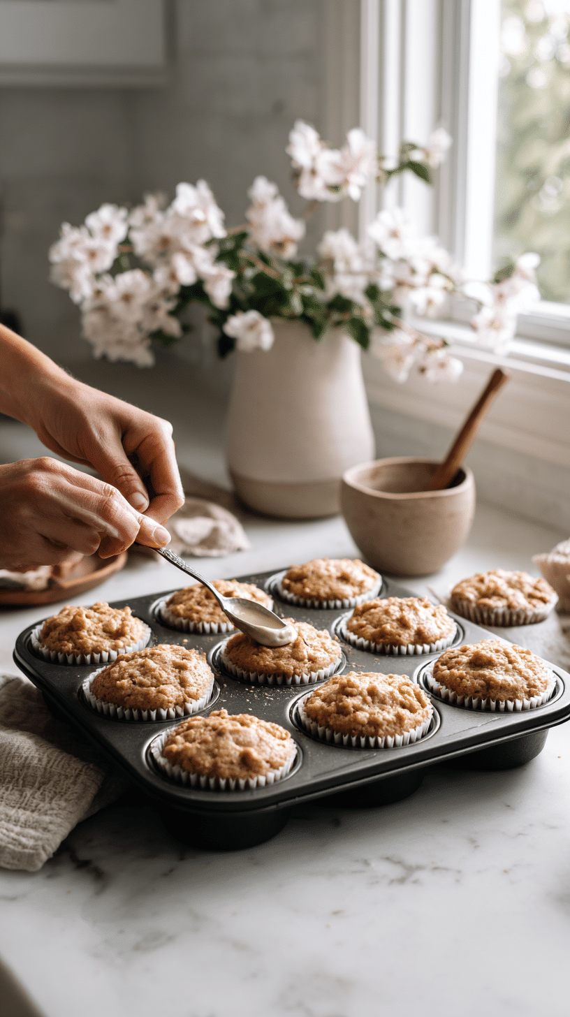Placing Sugar Free Keto Chocolate Muffins into the oven
