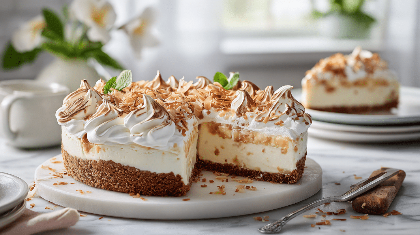 Tropical Hawaiian Ice Cream Pie recipe card with complete instructions