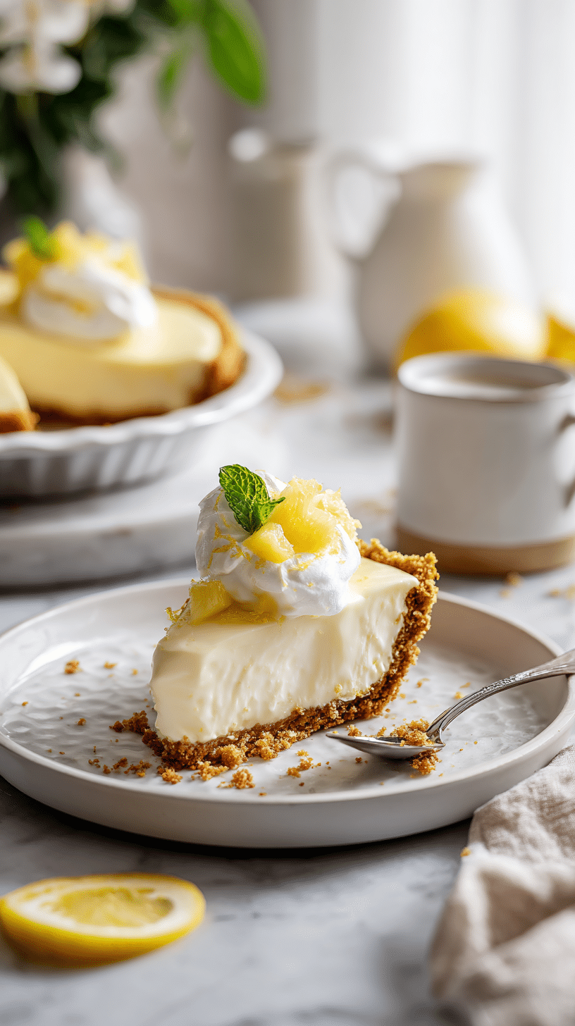 Tropical Hawaiian Ice Cream Pie being served on beautiful dinnerware