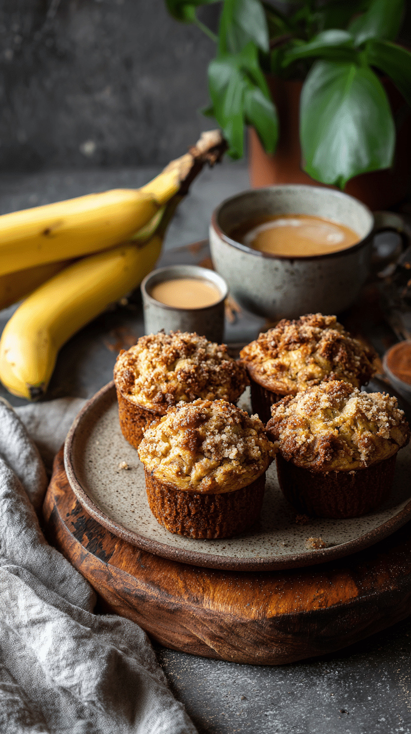 30-Minute Banana Streusel Muffins being served on beautiful dinnerware
