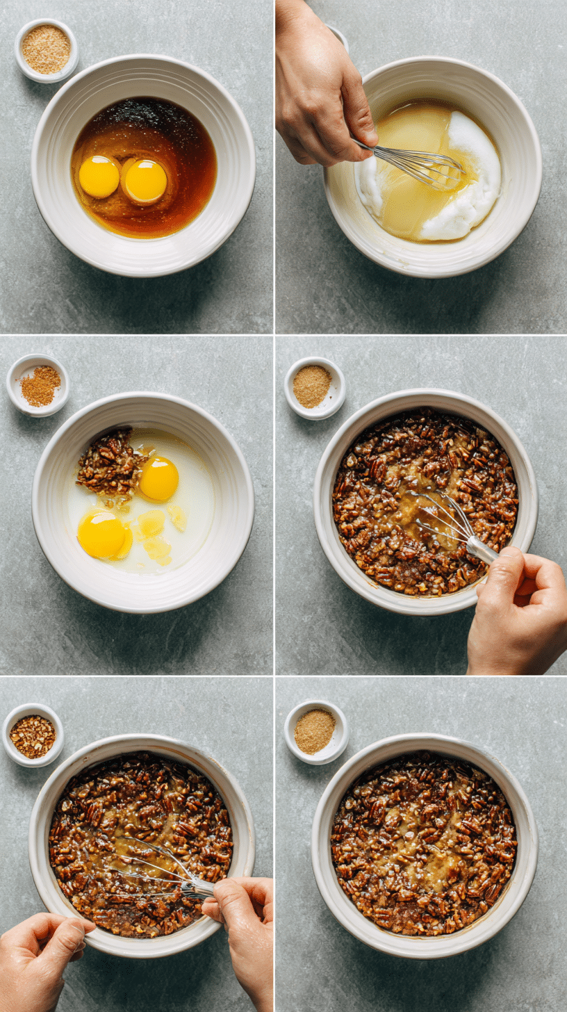 Preparing 5 Minute Pecan Pie Dump Cake step by step cooking process