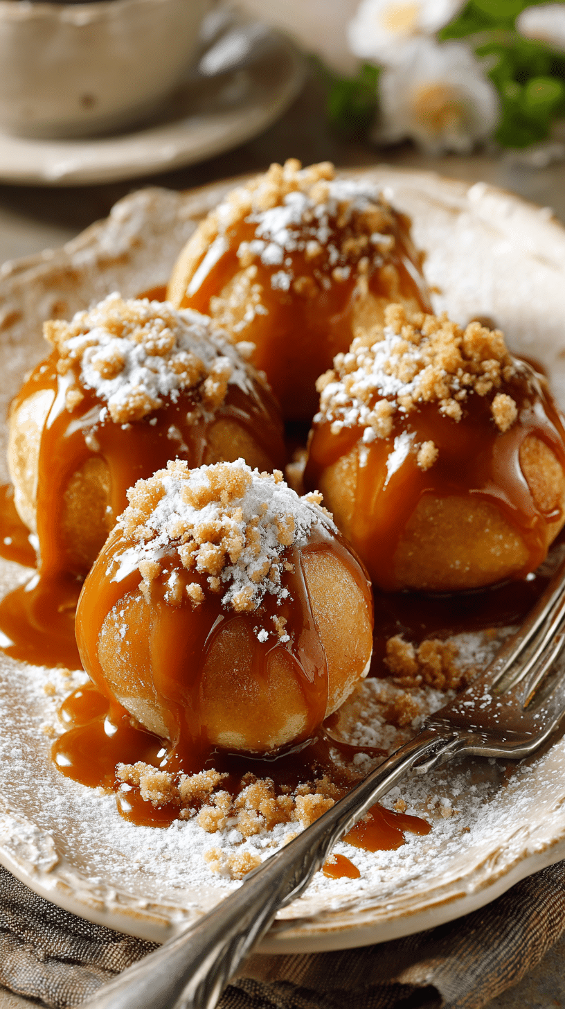Apple Caramel Bombs That’ll Melt in Your Mouth being served on beautiful dinnerware