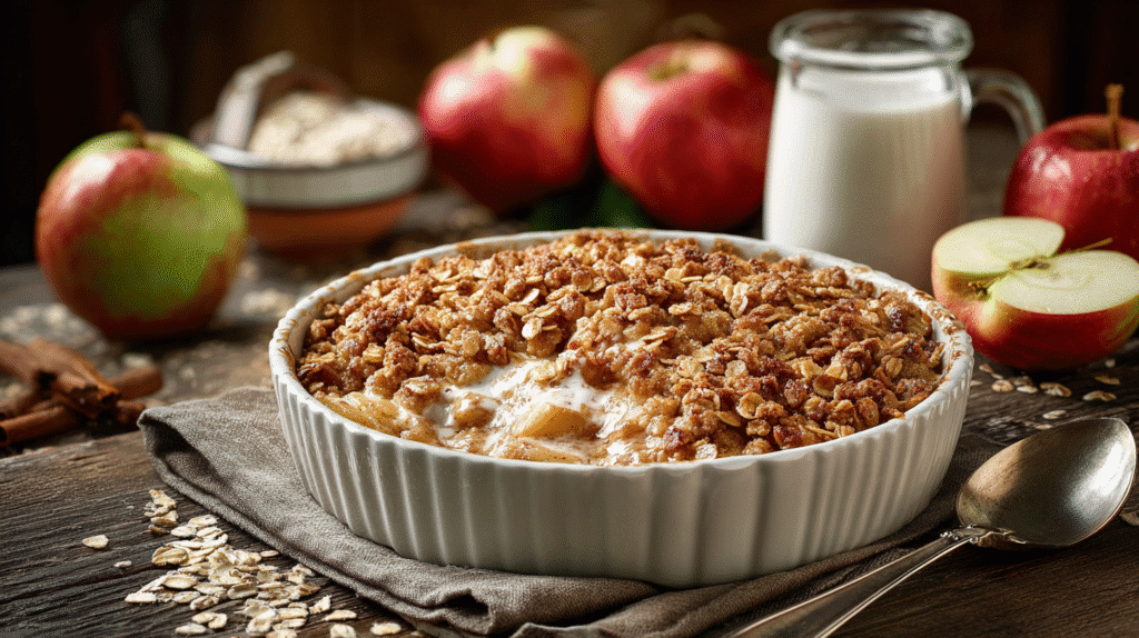 Apple Crisp with Oats hero shot of the finished dish