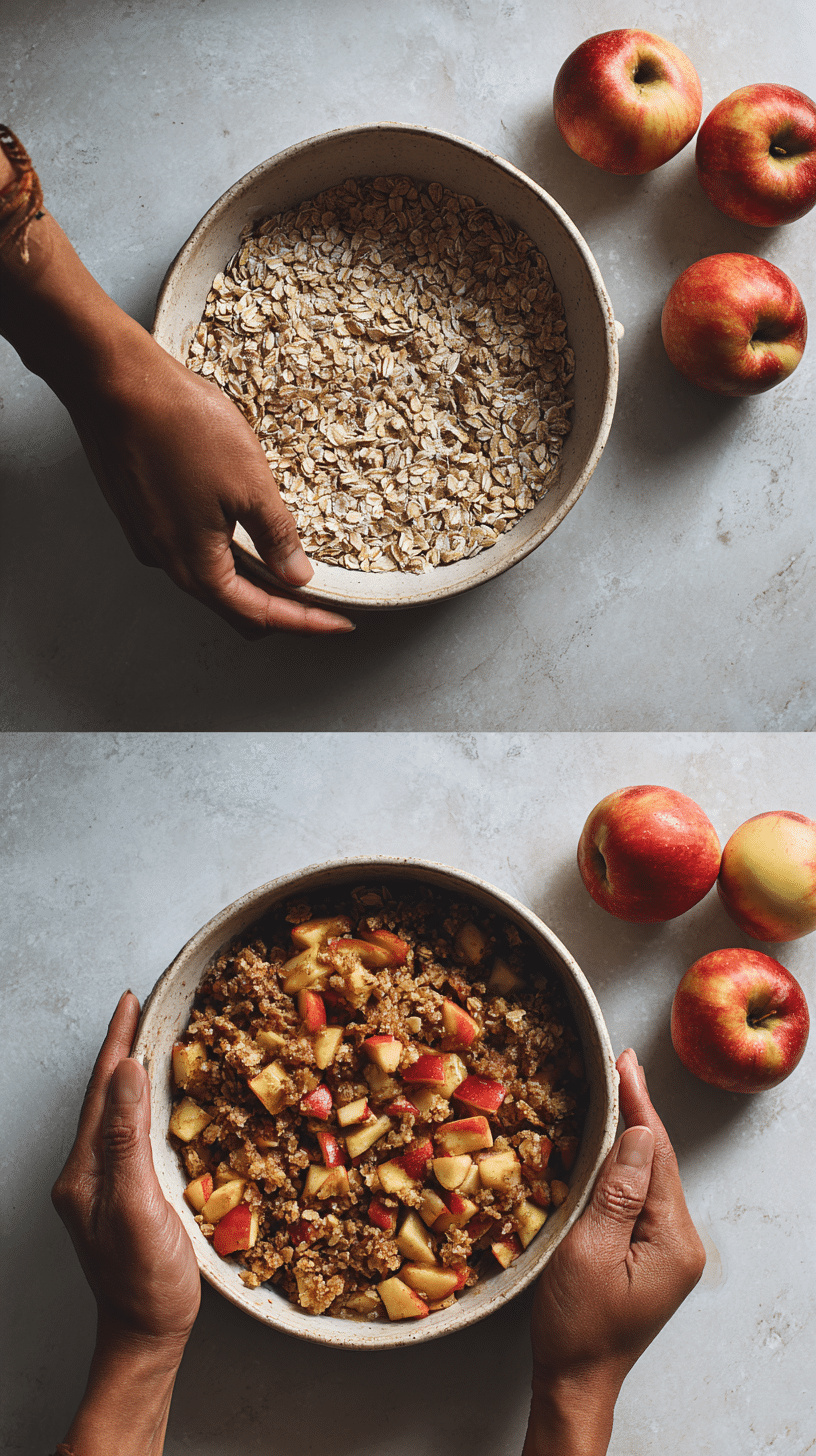 Preparing Apple Crisp with Oats step by step cooking process