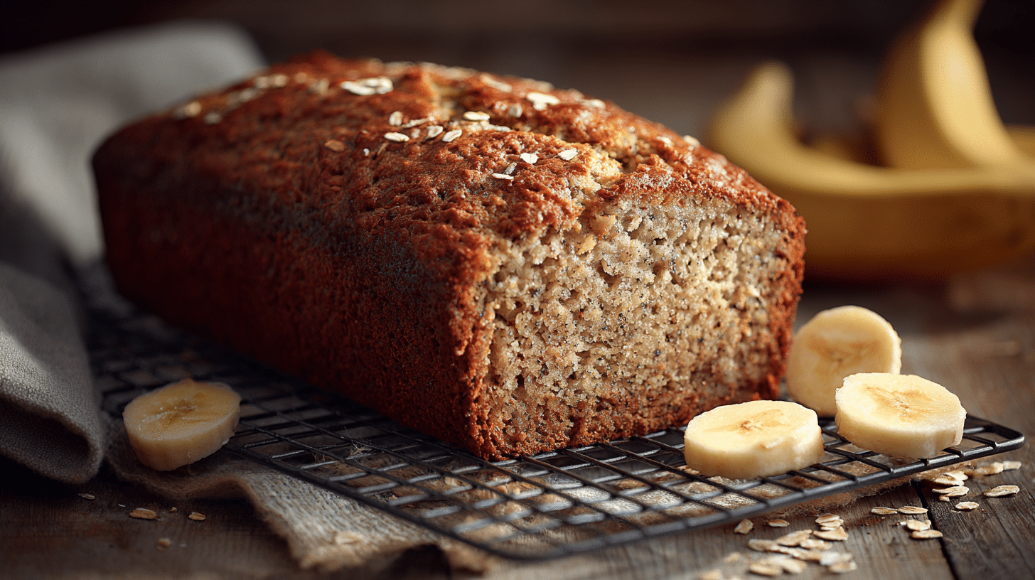 Banana Bread hero shot with golden crust and moist texture