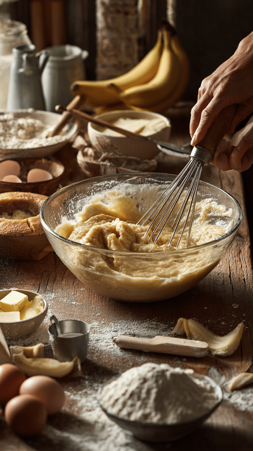 Preparing Banana Bread step by step cooking process