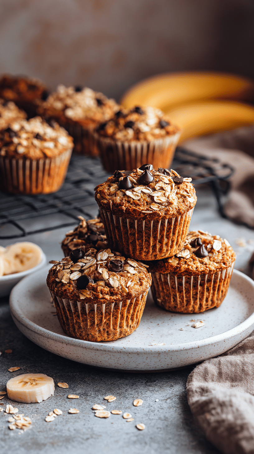 Banana Oatmeal Muffins being served on beautiful dinnerware