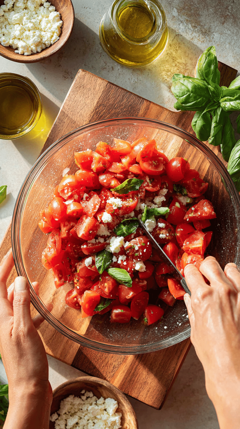 Preparing Bruschetta Dip step by step cooking process