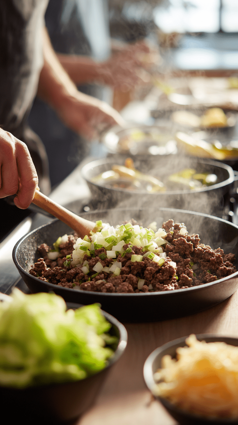 Preparing Burger Bowls step by step cooking process