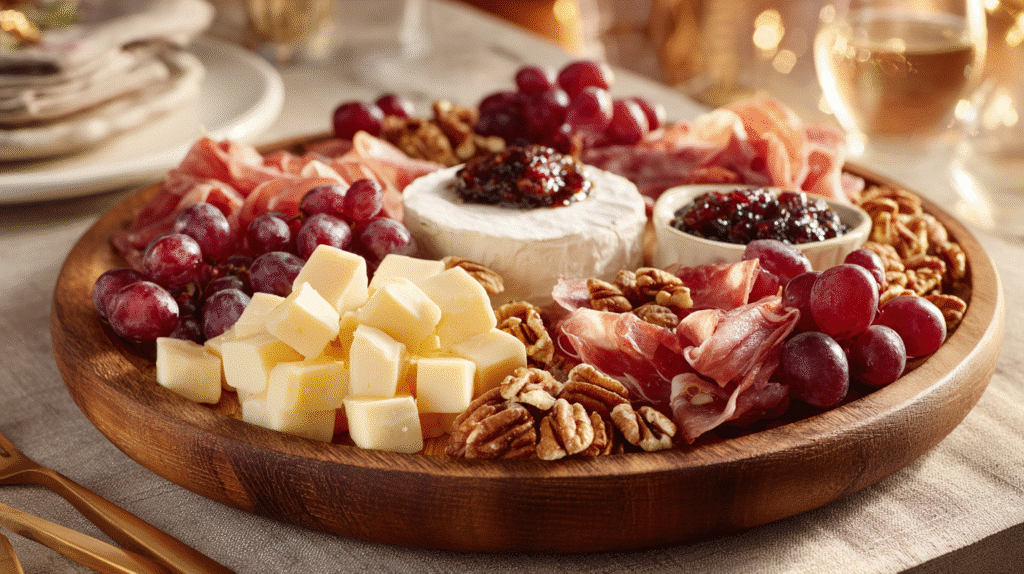 Charcuterie & Cheese Board Ideas hero shot with aged Cheddar, prosciutto, and fig jam