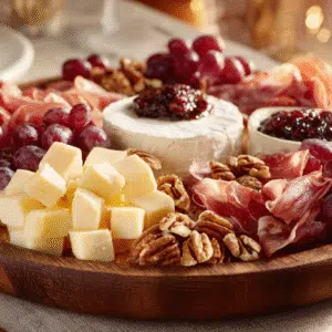 Charcuterie & Cheese Board Ideas hero shot with aged Cheddar, prosciutto, and fig jam