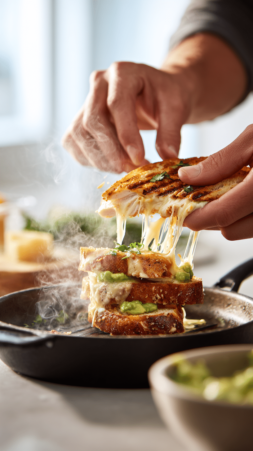 Preparing Cheesy Chicken Avocado Melt step by step cooking process