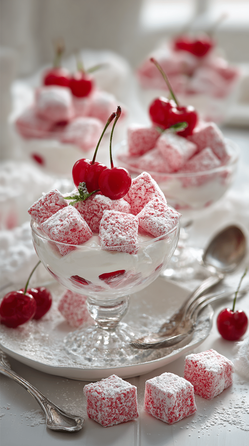 Cherry Cheesecake Puppy Chow Delight being served on beautiful dinnerware