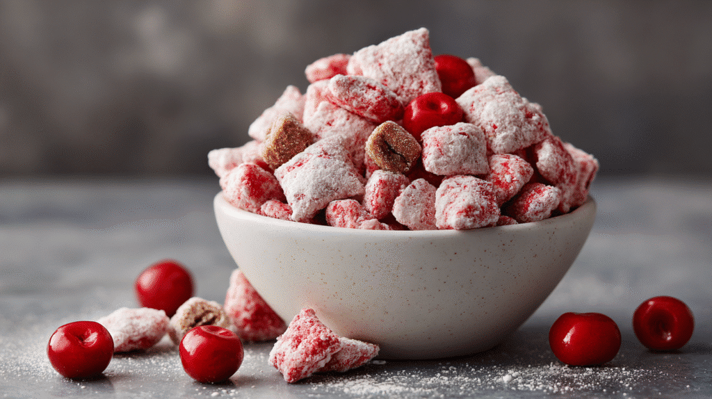 Cherry Cheesecake Puppy Chow hero shot