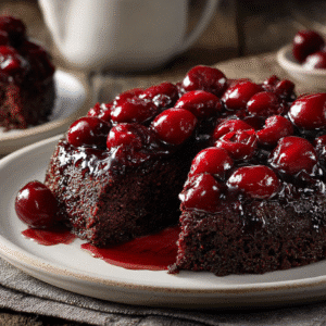 Chocolate Cherry Upside Down Cake hero shot
