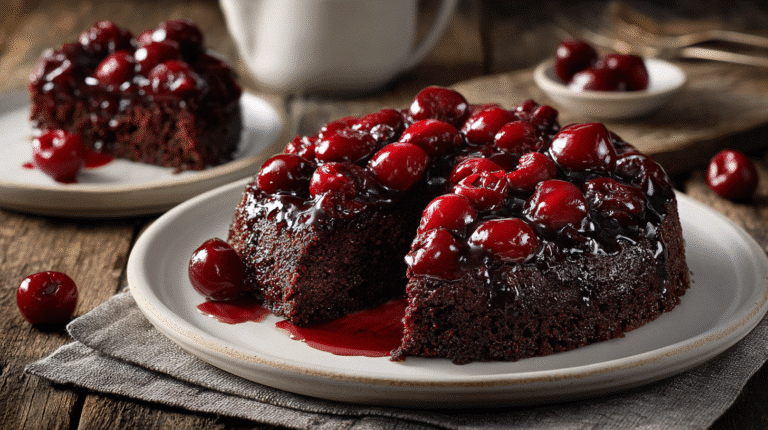 Chocolate Cherry Upside Down Cake hero shot