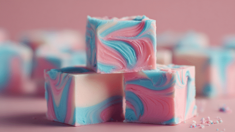 Hero shot of Cotton Candy Fudge with pastel swirls
