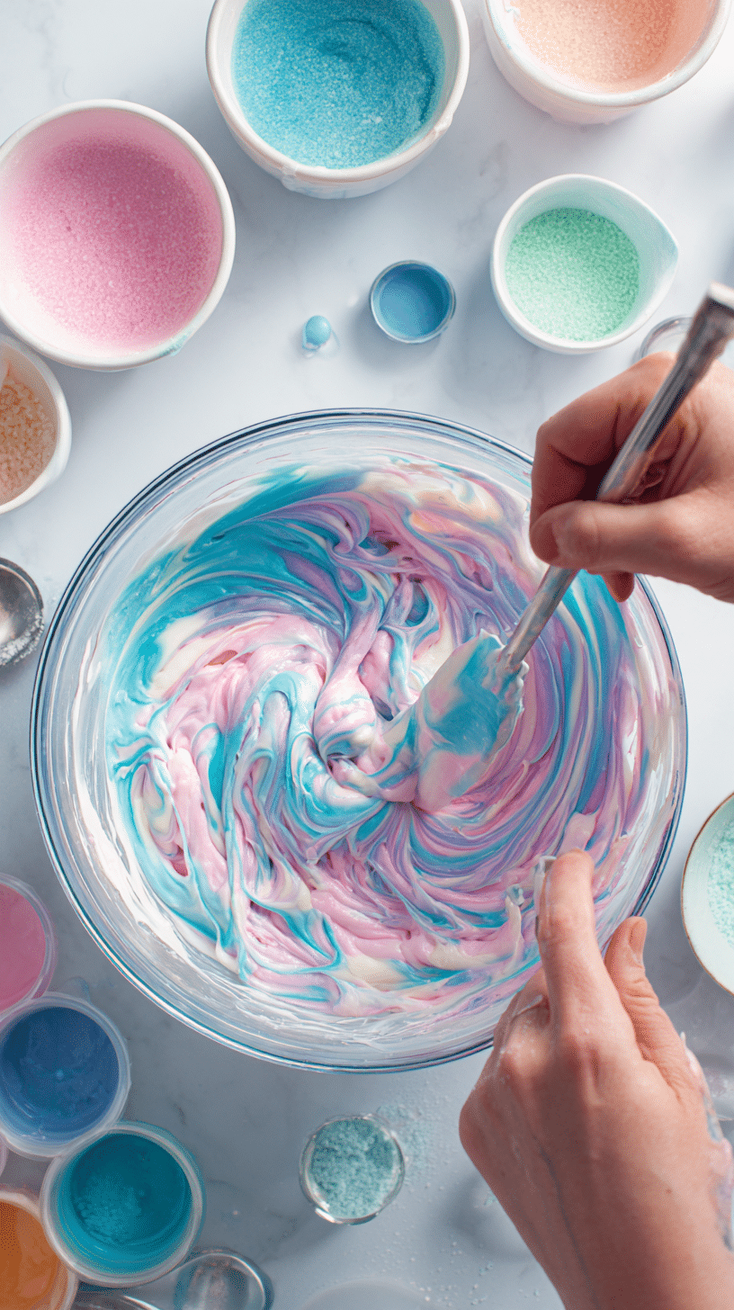 Preparing Cotton Candy Fudge step by step cooking process