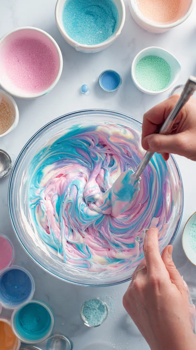 Preparing Cotton Candy Fudge step by step cooking process