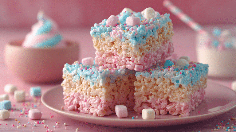 Cotton Candy Rice Krispy Treats hero shot of the finished dish