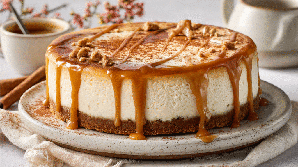 Fall-Inspired Apple Cider Cheesecake Delight with creamy texture and apple cider glaze