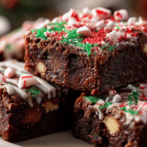 Festive Peppermint Fudge Brownies hero shot