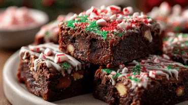 Festive Peppermint Fudge Brownies hero shot