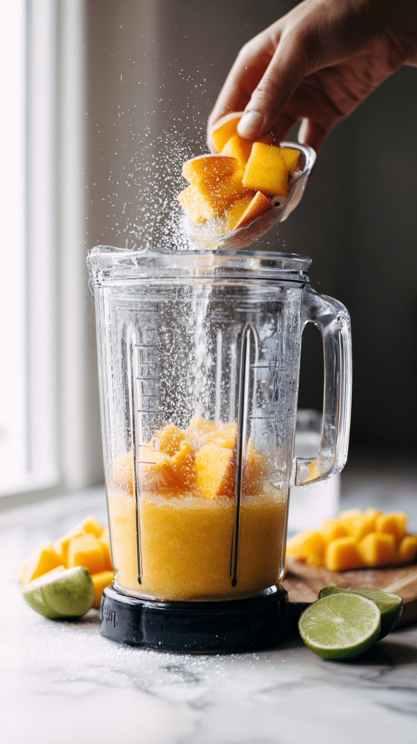 Preparing Frozen Peach Margaritas In 5 Minutes step by step cooking process