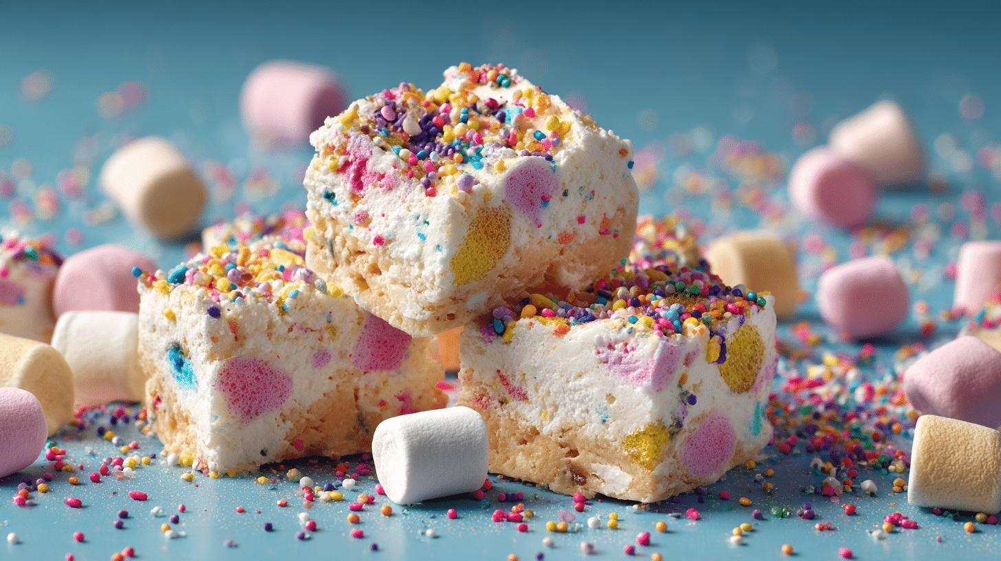 Fruity Marshmallow Fudge with colorful marshmallows and sprinkles