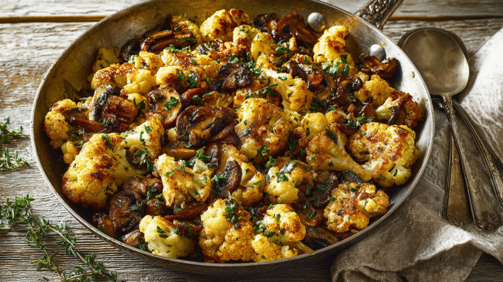 Garlic Cauliflower Mushroom Skillet hero shot