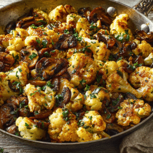 Garlic Cauliflower Mushroom Skillet hero shot
