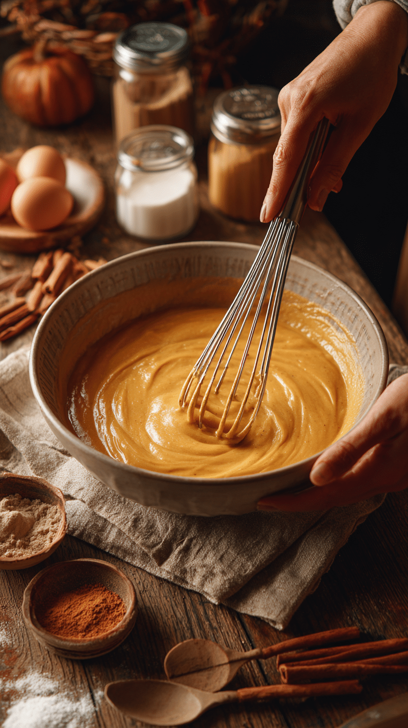 Preparing Grandma's Easy Pumpkin Pie step by step cooking process