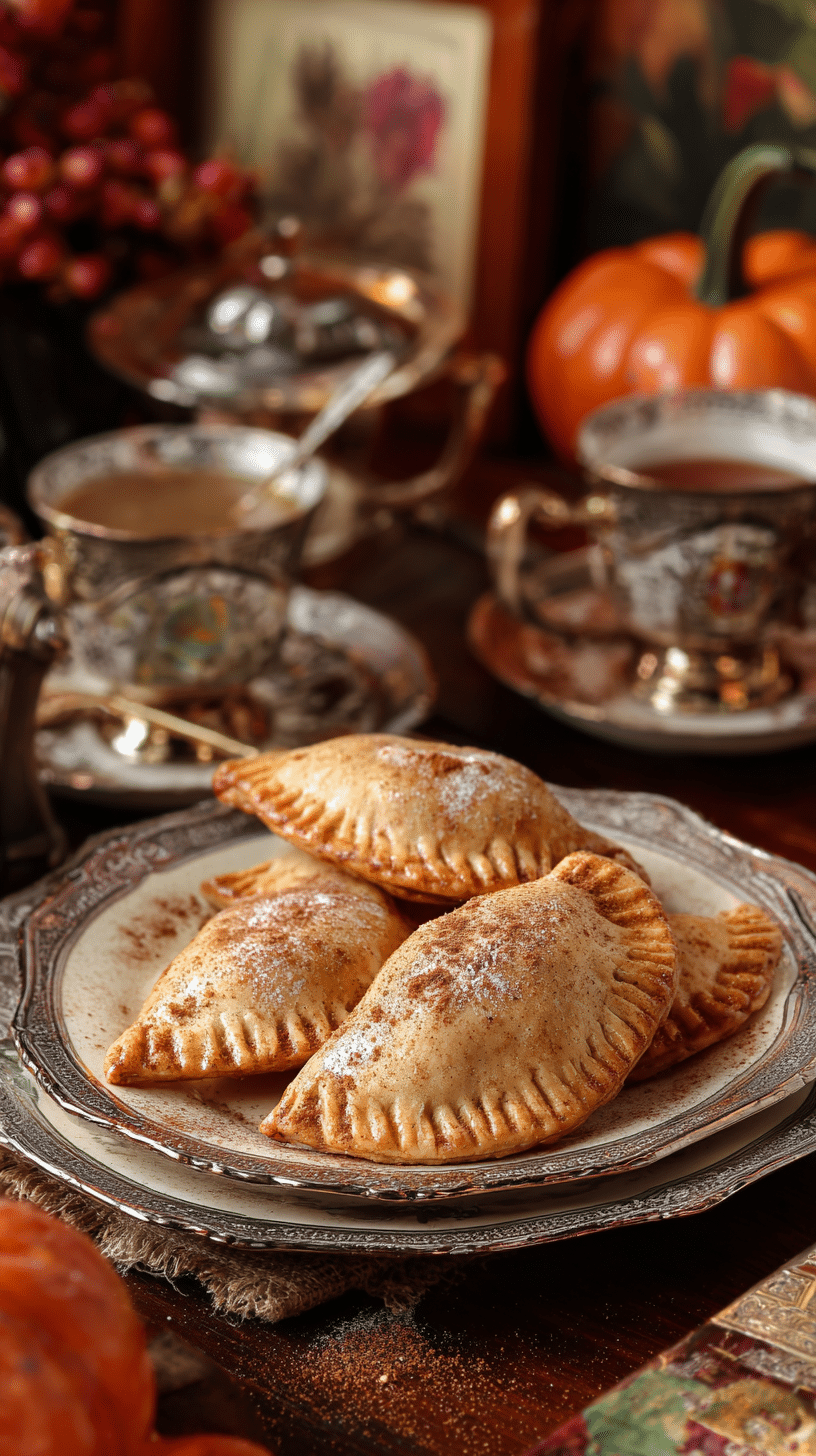 Harry Potter Inspired Pumpkin Pasties being served on beautiful dinnerware