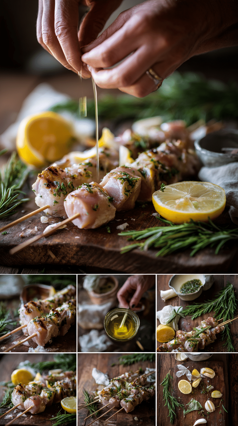 Preparing Herb Lemon Skewers step by step cooking process