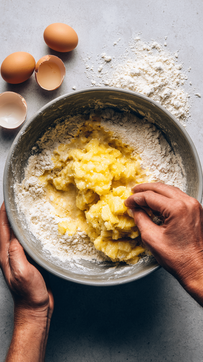 Preparing Pineapple Heaven Cake step by step cooking process