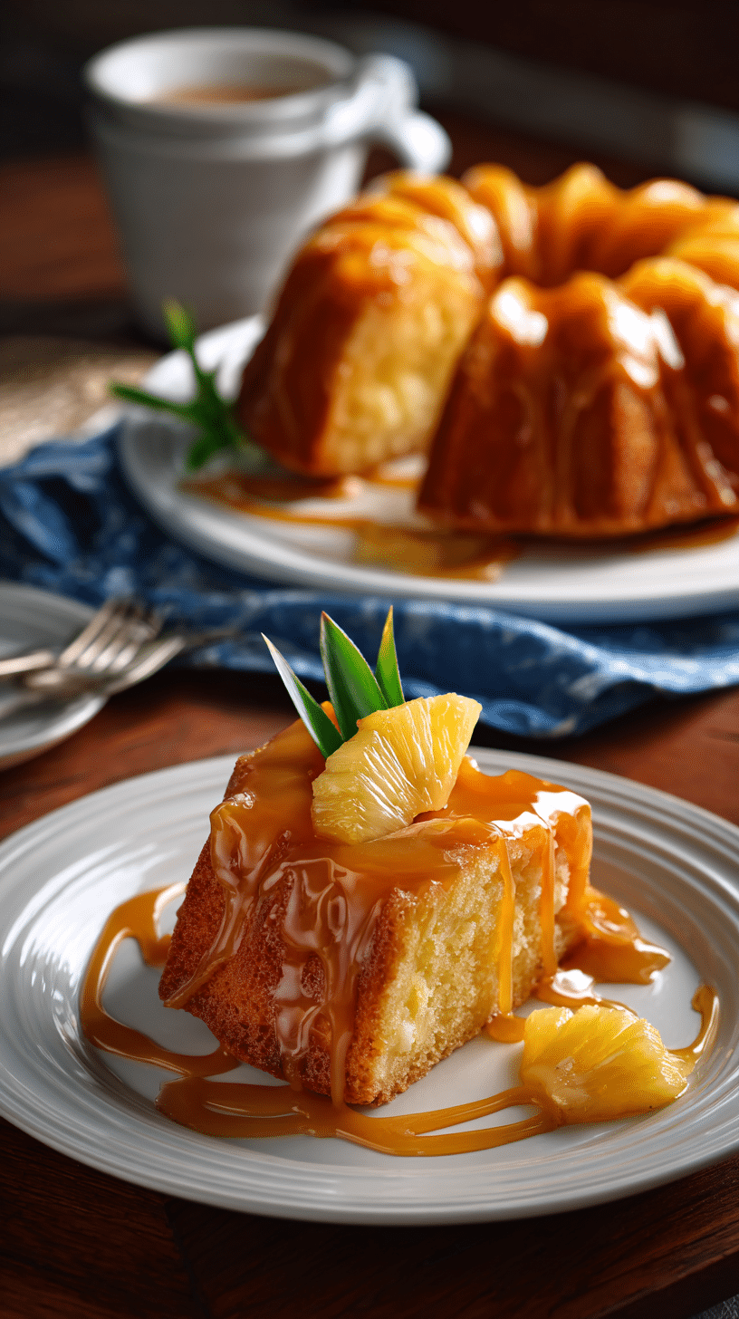 Pineapple Heaven Cake being served on beautiful dinnerware