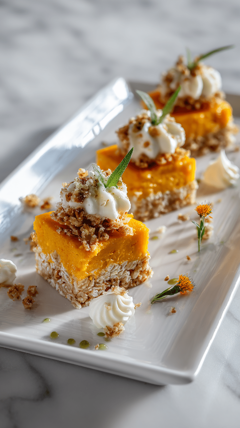 Pumpkin Crispy Treats being served on beautiful dinnerware