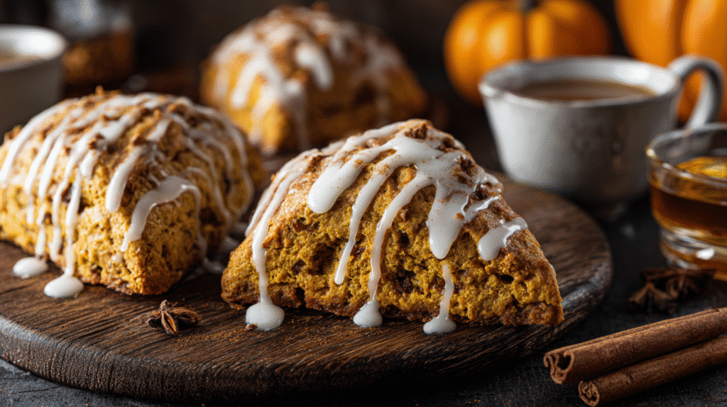 Pumpkin Scones with Maple Cinnamon Glaze hero shot