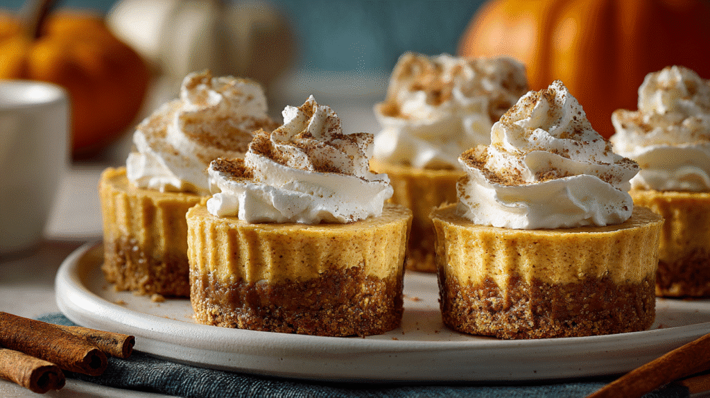 Hero shot of Pumpkin Spice Cheesecake Bites with white chocolate coating and pumpkin spice sprinkle